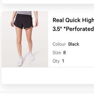 Lululemon Real Quick High-Rise 3.5” perforated shorts